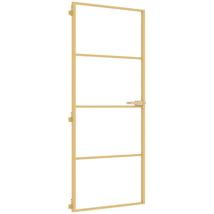 Innentür Schlank Golden 83x201,5 cm Hartglas und Aluminium