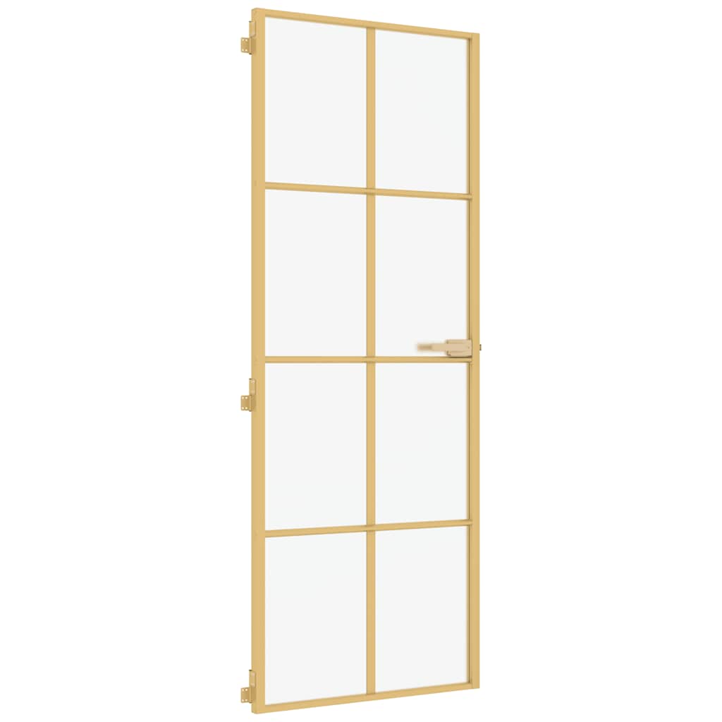 Innentür Schlank Golden 76x201,5 cm Hartglas und Aluminium