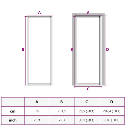 Innentür Schlank Golden 76x201,5 cm Hartglas und Aluminium