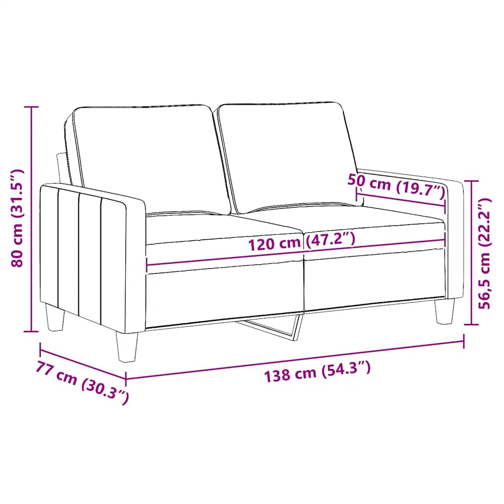 2-Sitzer-Sofa Weinrot 120 cm Stoff