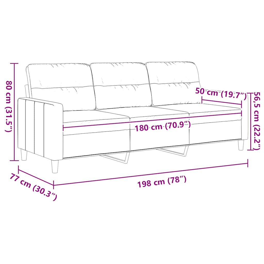 3-Sitzer-Sofa Hellgelb 180 cm Stoff