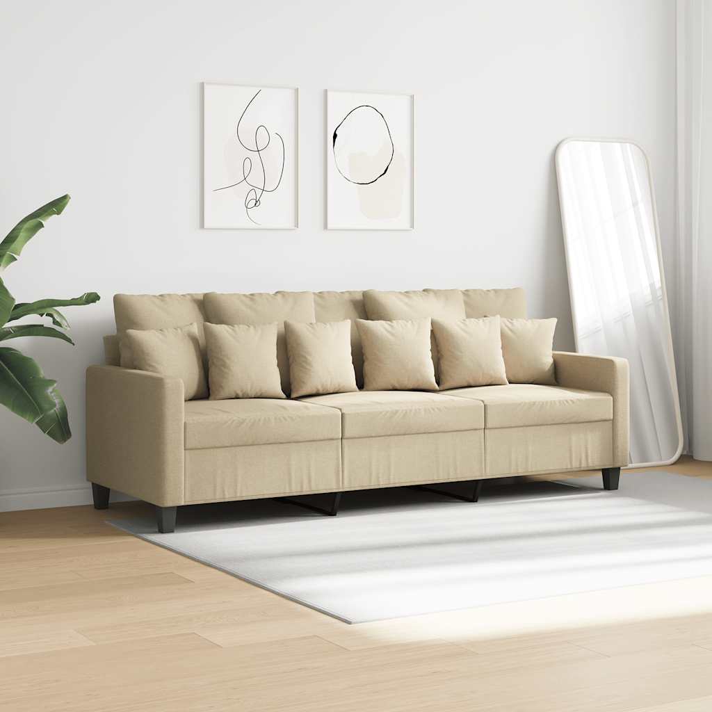 3-Sitzer-Sofa Creme 180 cm Stoff