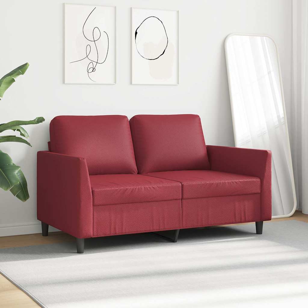 2-Sitzer-Sofa Weinrot 120 cm Kunstleder