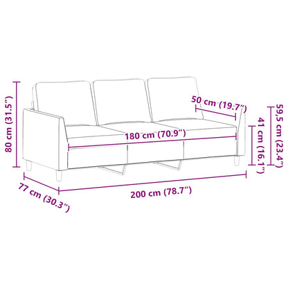 3-Sitzer-Sofa Grau 180 cm Kunstleder