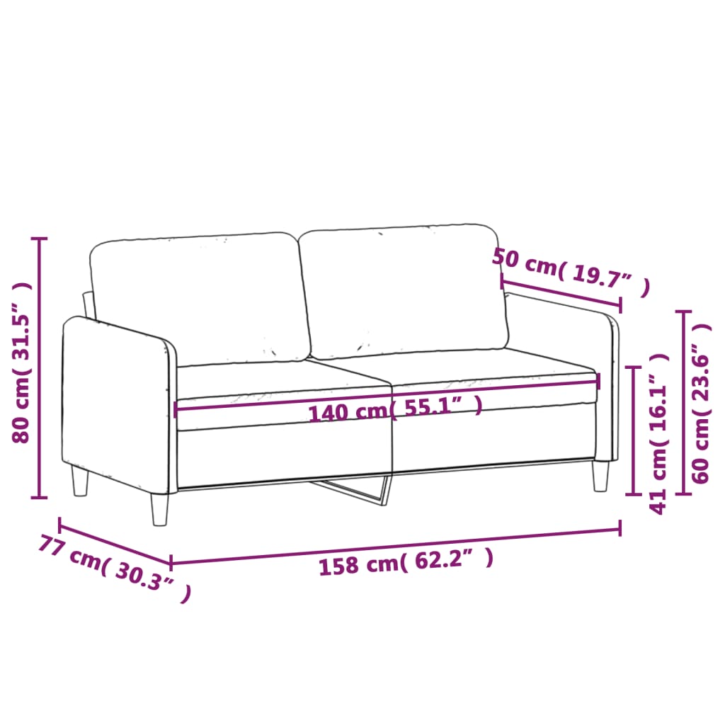 2-Sitzer-Sofa Schwarz 140 cm Stoff