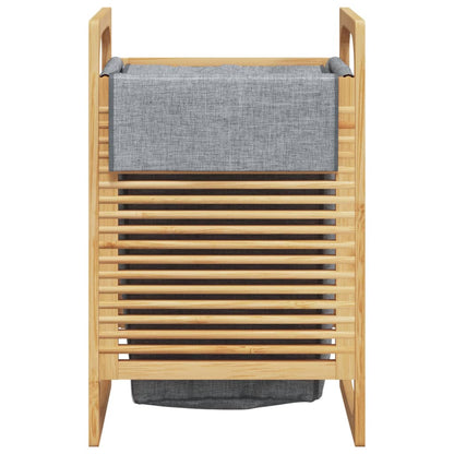 Wäschekorb mit Innentasche in Grau 32x30x36,5 cm Bambus