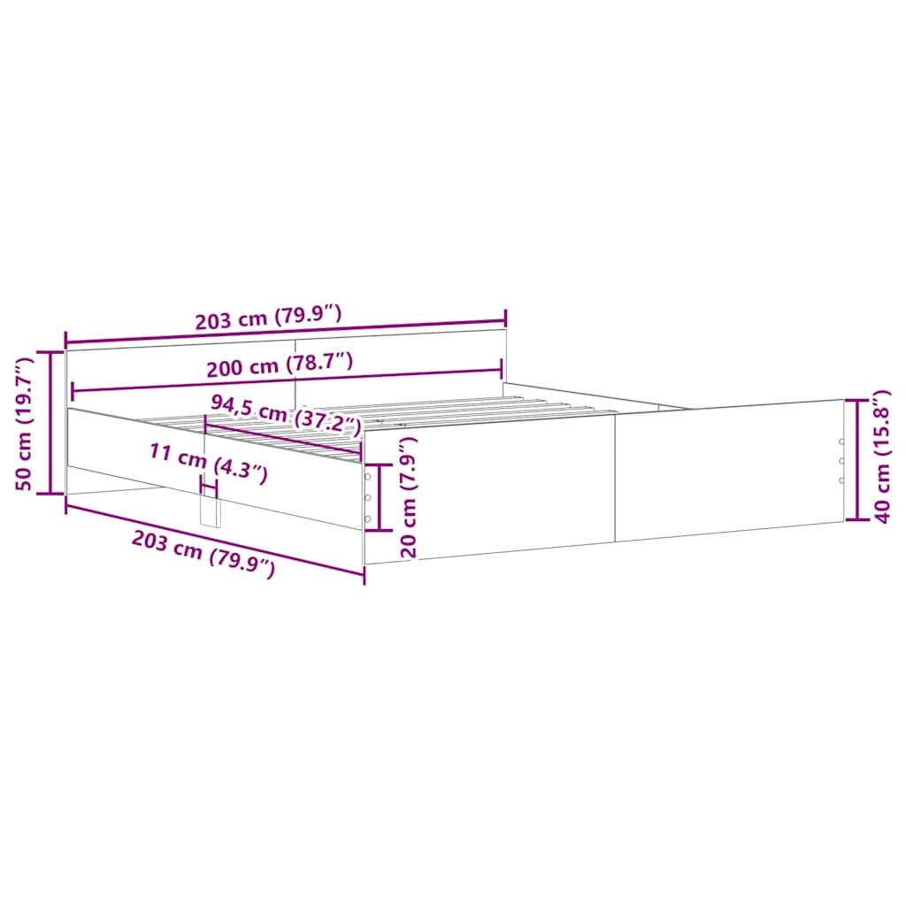 Bettgestell mit Kopf- und Fußteil Weiß 200x200 cm