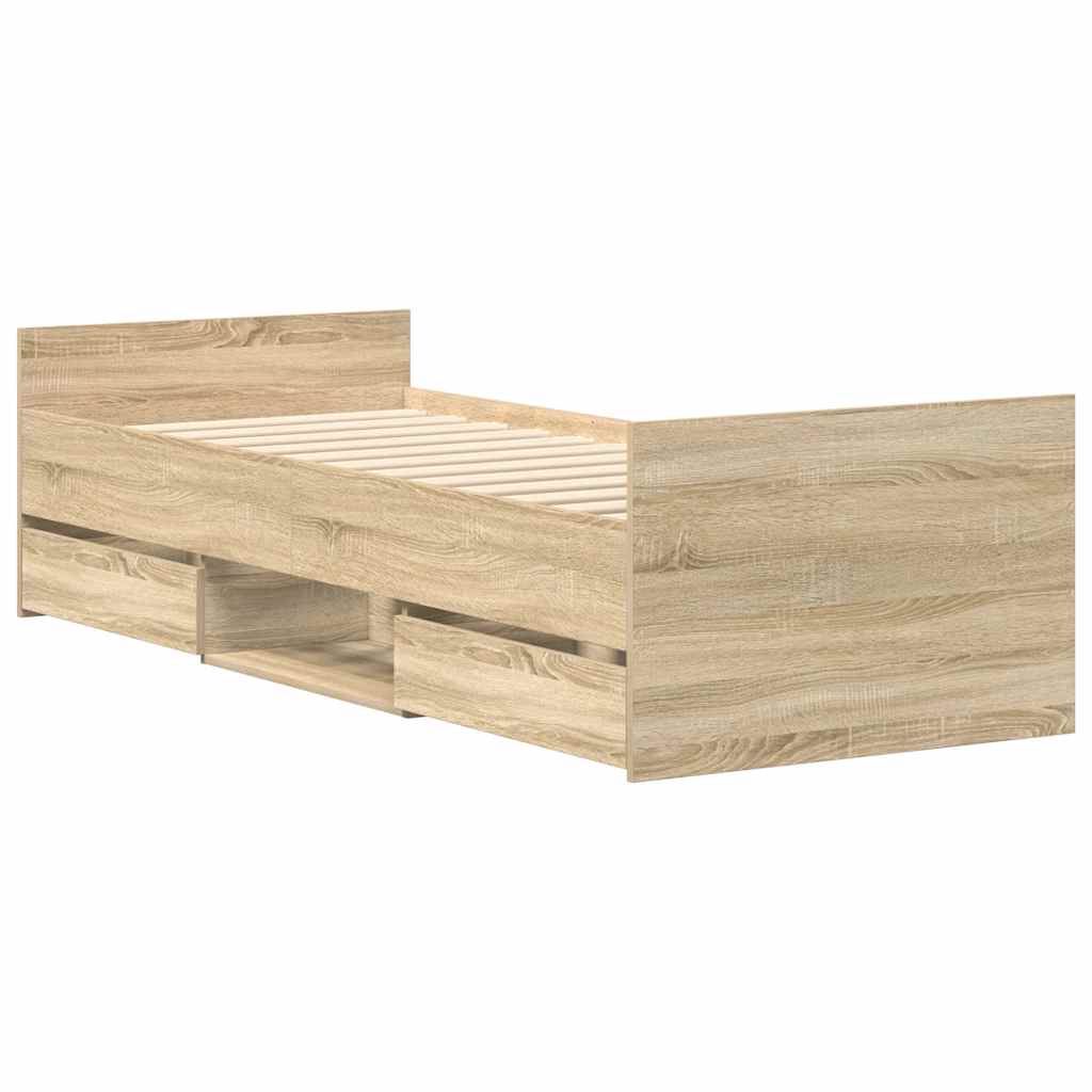 Bettgestell mit Kopf- und Fußteil Sonoma-Eiche 100x200 cm
