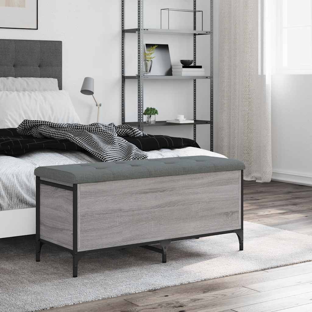 Sitzbank mit Stauraum Grau Sonoma 102x42x45 cm Holzwerkstoff