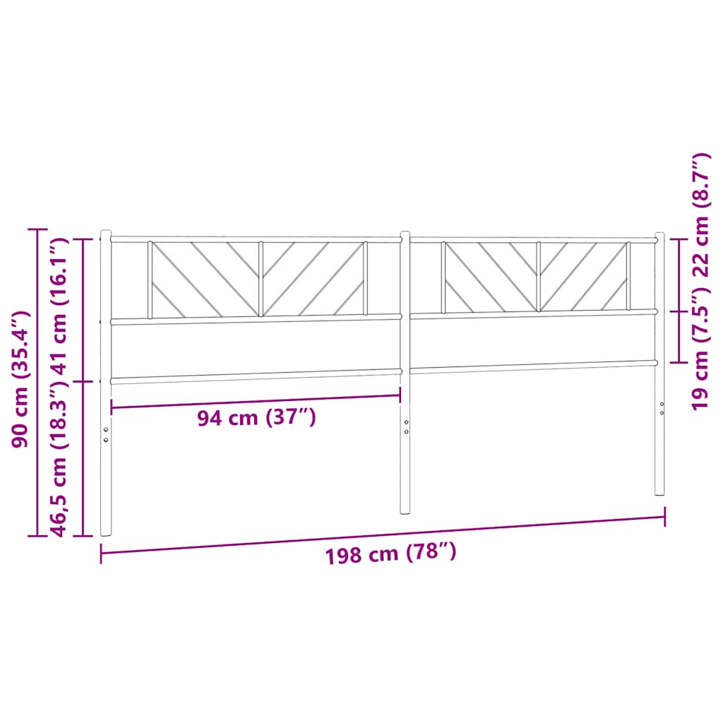 Ersatz-Kopfteil Metall Weiß 193 cm