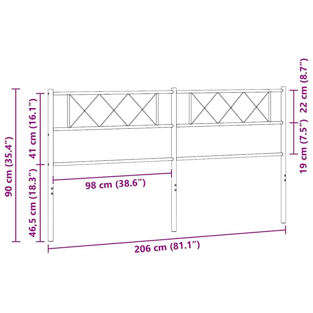 Ersatz-Kopfteil Metall Weiß 200 cm