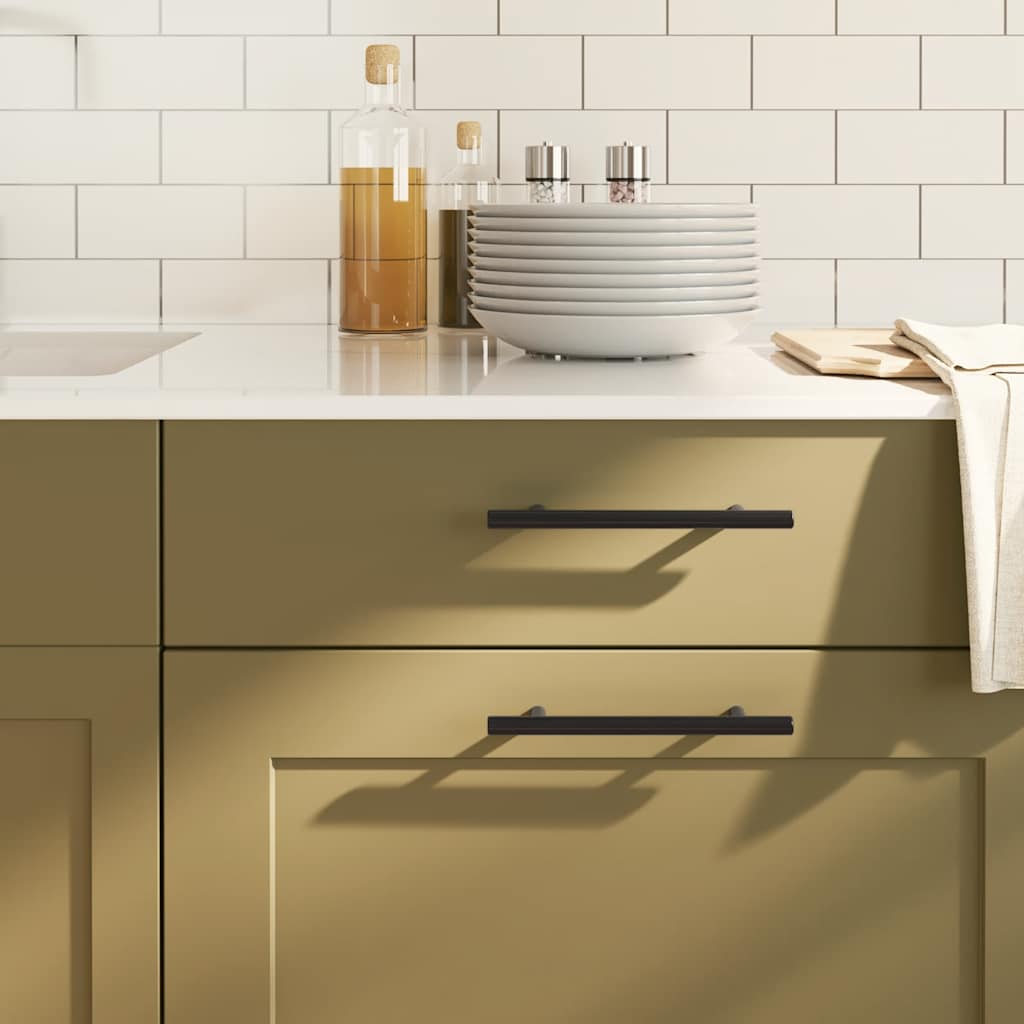 Möbelgriffe 10 Stk. Schwarz 128 mm Edelstahl