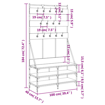 Kleiderständer mit Schuhablage Räuchereiche 100x40x184 cm