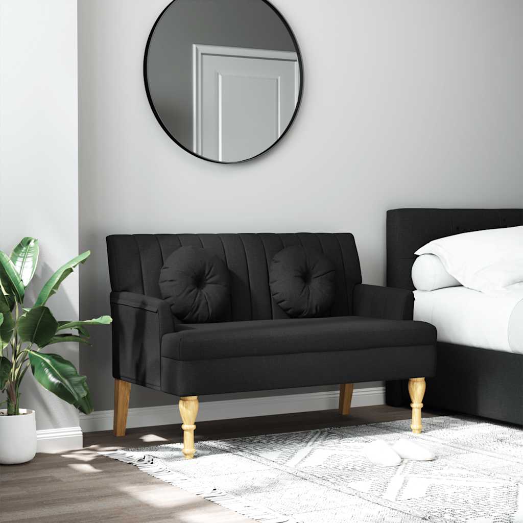 Sitzbank mit Kissen Schwarz 113x64,5x75,5 cm Stoff