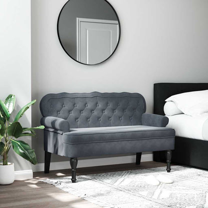 Sitzbank mit Rückenlehne Dunkelgrau 119,5x64,5x75 cm Samt