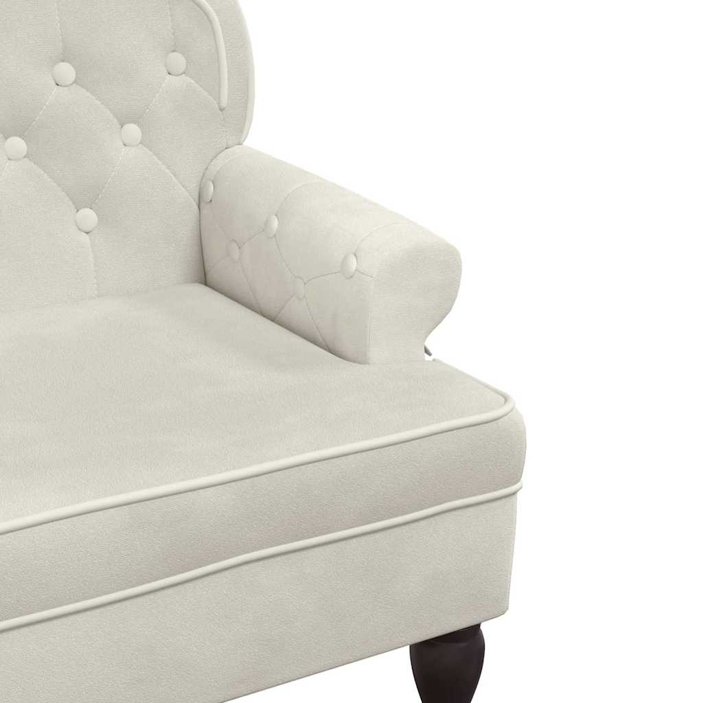 Sitzbank mit Rückenlehne Creme 119,5x64,5x75 cm Samt