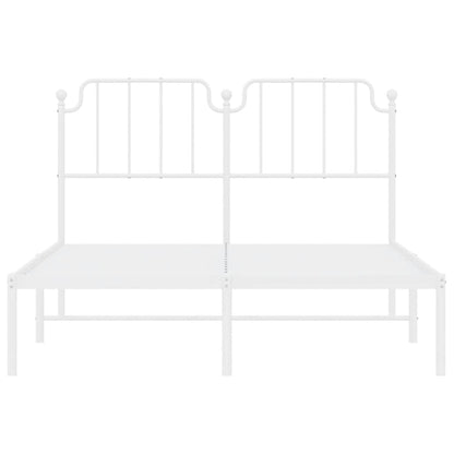 Bettgestell mit Kopfteil Metall Weiß 135x190 cm