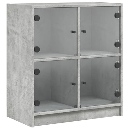 Beistellschrank mit Glastüren Betongrau 68x37x75,5 cm