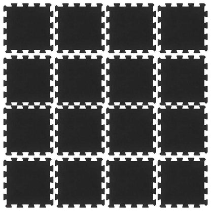 Bodenfliesen aus Gummi 16 Stk. Schwarz 16 mm 30x30 cm