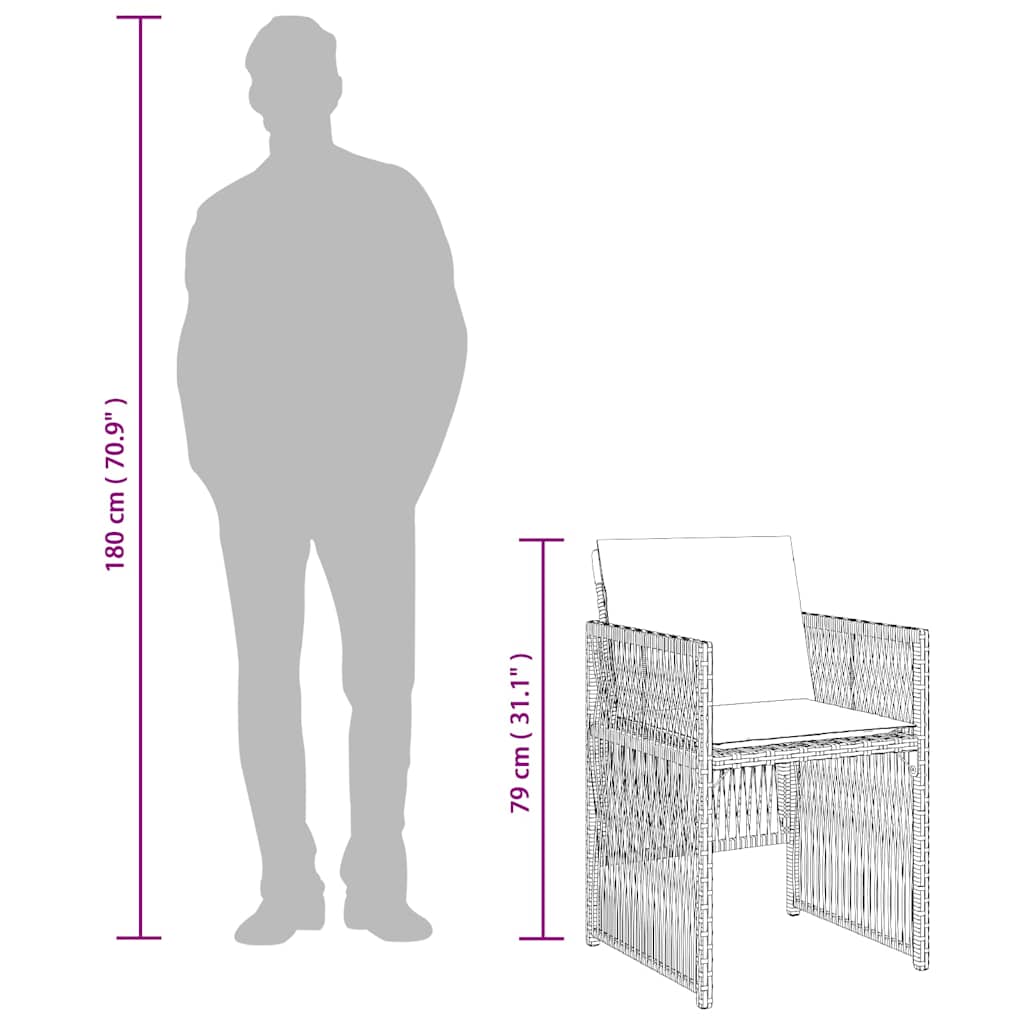 Gartenstühle mit Kissen 4 Stk. Grau Poly Rattan