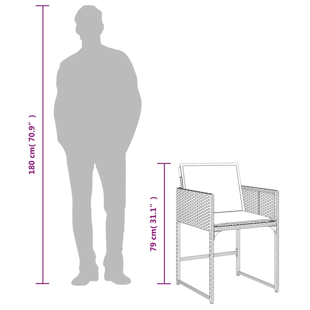 Gartenstühle mit Kissen 4 Stk. Grau Poly Rattan