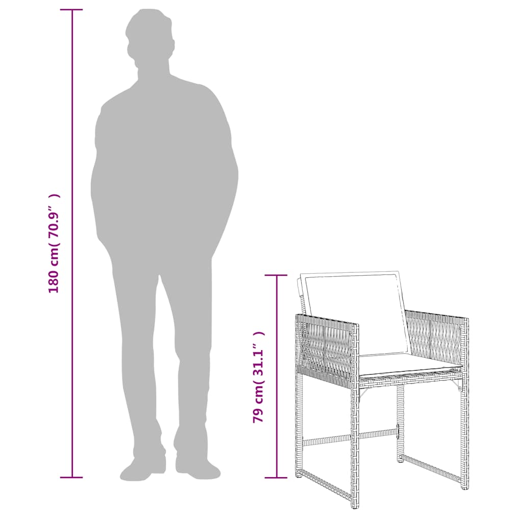 Gartenstühle mit Kissen 4 Stk. Grau Poly Rattan
