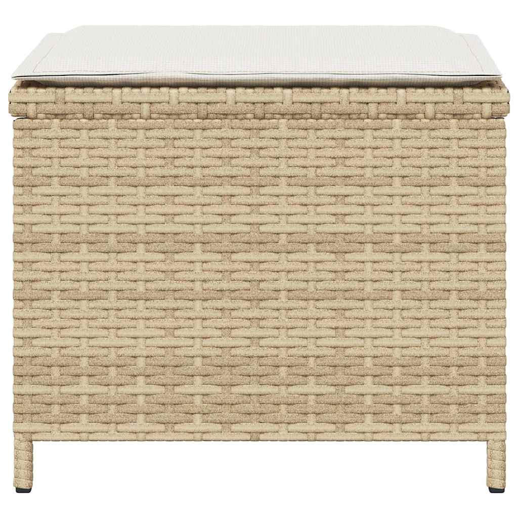 Gartenhocker mit Kissen 4 Stk. Beige 41x41x36 cm Poly Rattan