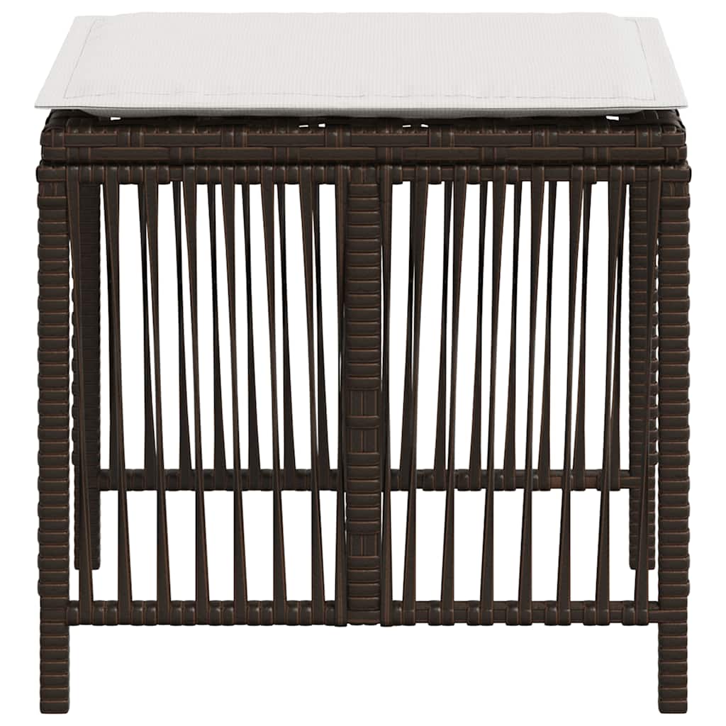 Gartenhocker mit Kissen 4 Stk. Braun 41x41x36 cm Poly Rattan