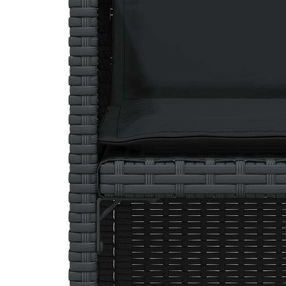3-tlg. Bistro-Set mit Kissen Schwarz Poly Rattan