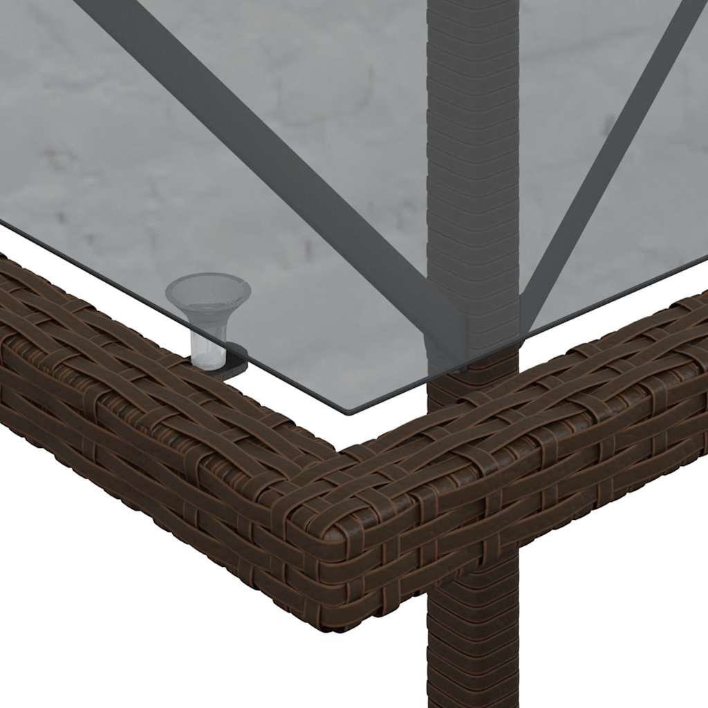 3-tlg. Bistro-Set mit Kissen Braun Poly Rattan