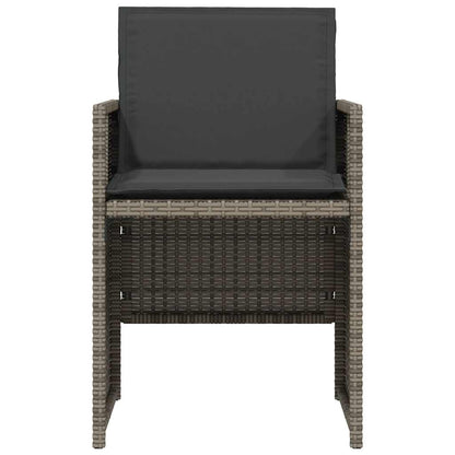 3-tlg. Bistro-Set mit Kissen Grau Poly Rattan