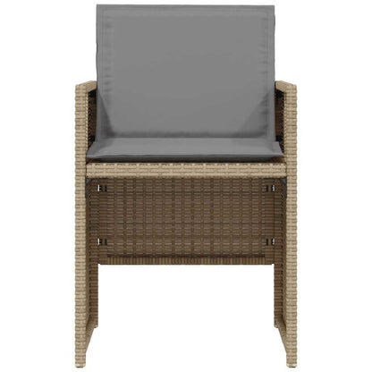 3-tlg. Bistro-Set mit Kissen Beigemischung Poly Rattan