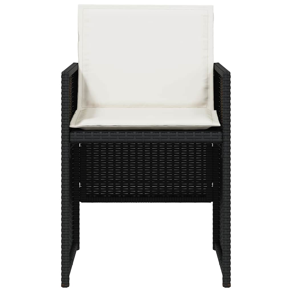 5-tlg. Garten-Essgruppe mit Kissen Schwarz Poly Rattan