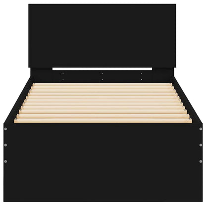 Bettgestell mit Kopfteil Schwarz 75x190 cm Holzwerkstoff