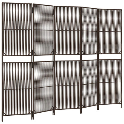 Paravent 5-tlg. Braun Poly Rattan