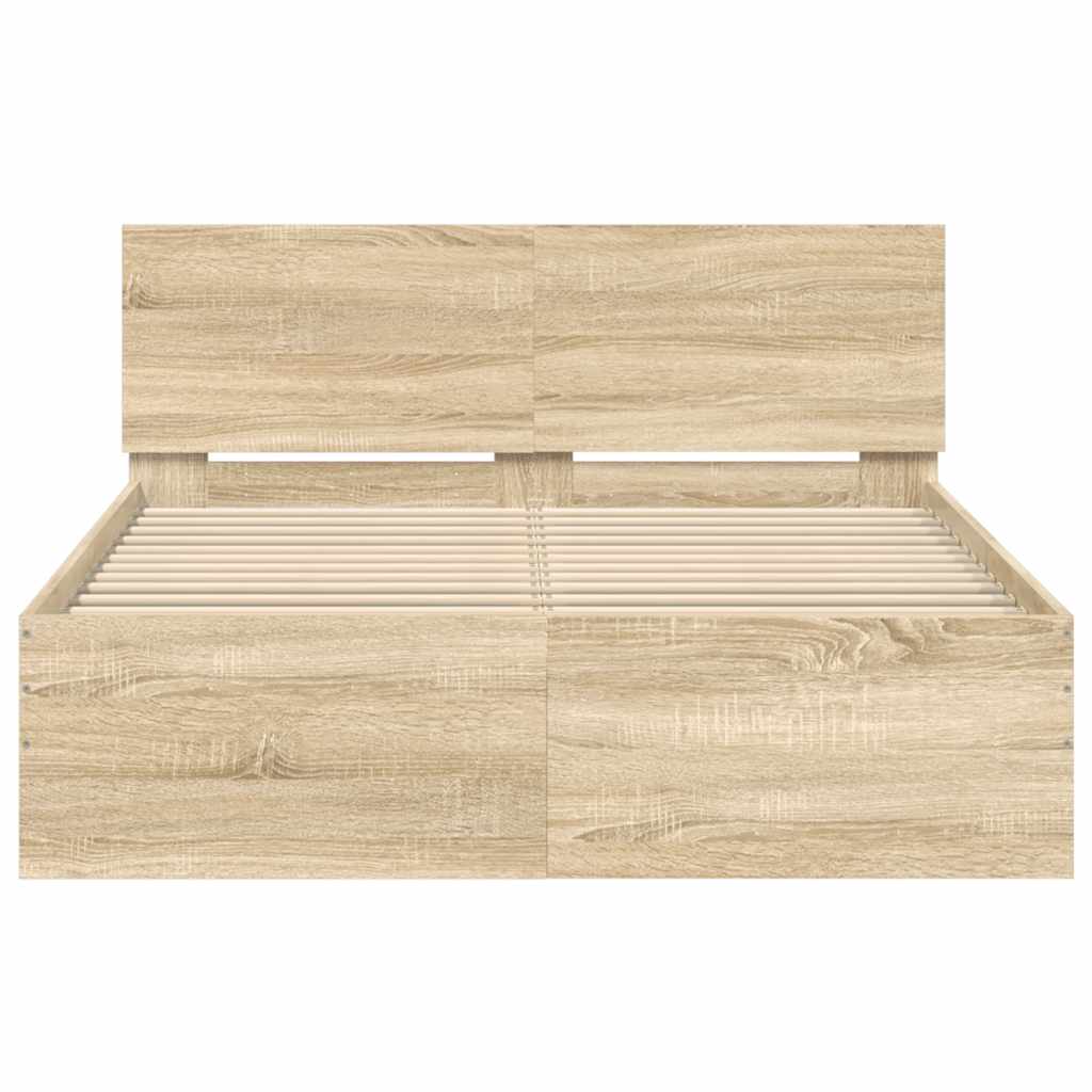 Bettgestell mit Kopfteil Sonoma-Eiche 120x200 cm