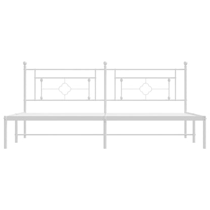 Bettgestell mit Kopfteil Metall Weiß 193x203 cm