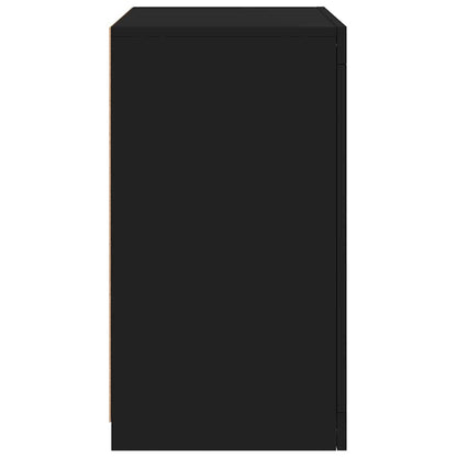 Beistellschrank mit LED-Leuchten Schwarz Holzwerkstoff