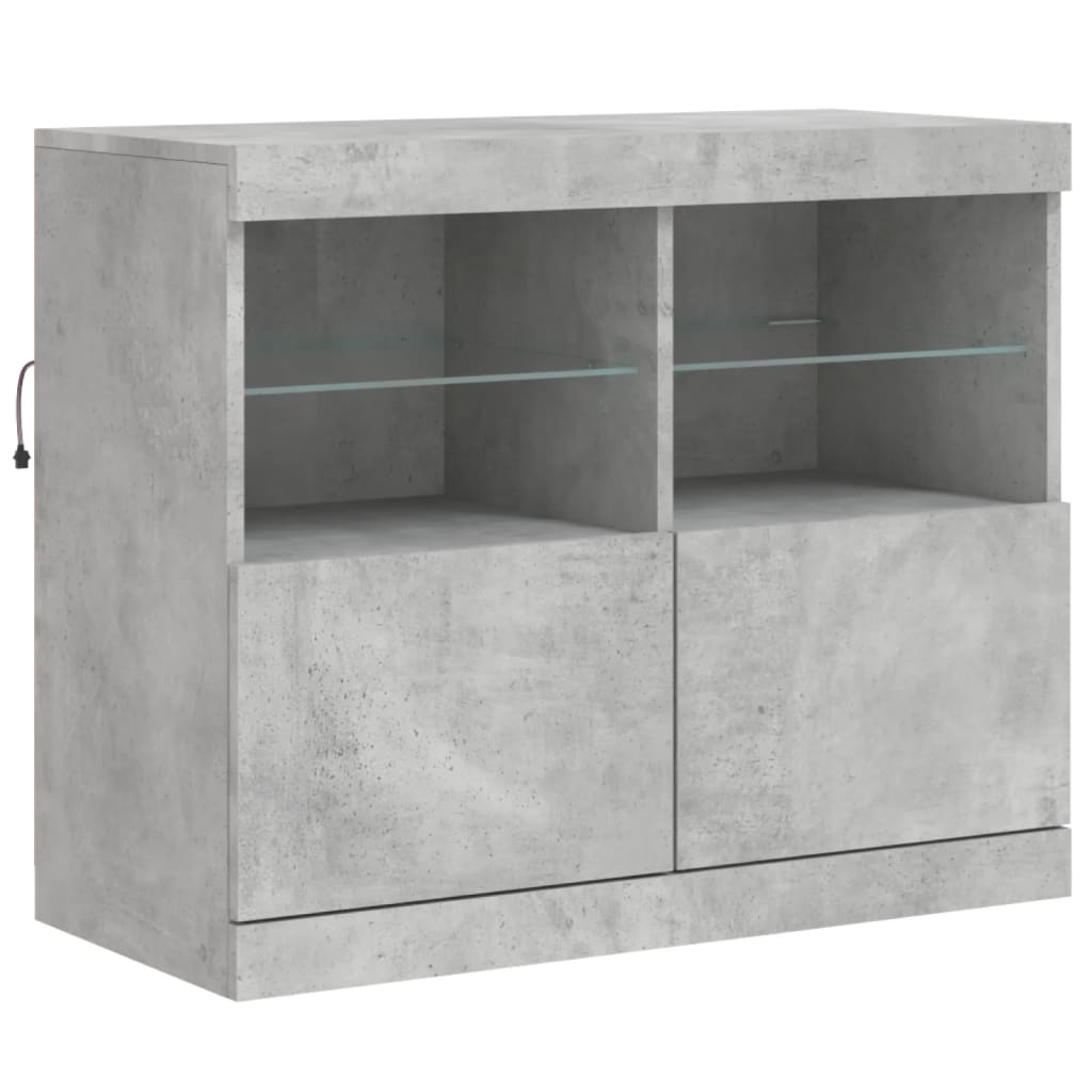 Sideboard mit LED-Leuchten Betongrau 81x37x67 cm