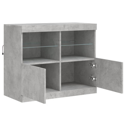 Sideboard mit LED-Leuchten Betongrau 81x37x67 cm