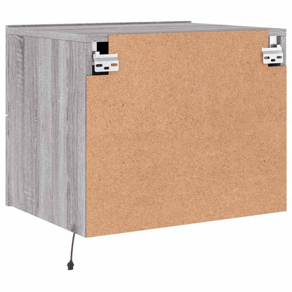 Wand-Nachttische mit LED-Leuchten 2 Stk. Grau Sonoma