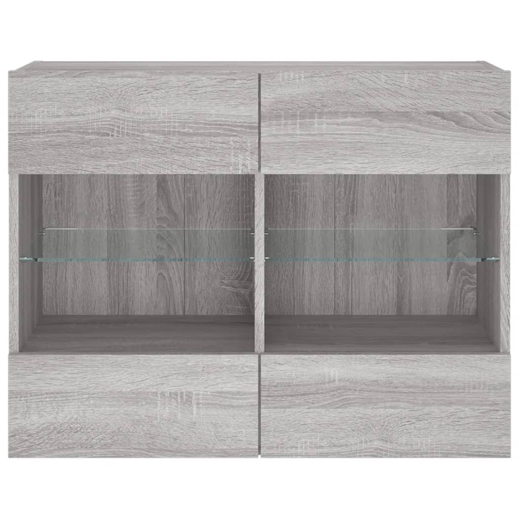 TV-Wandschrank mit LED-Leuchten Grau Sonoma 78,5x30x60,5 cm