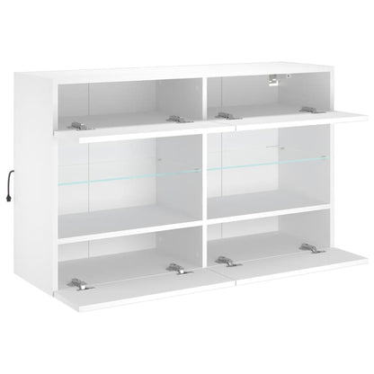 TV-Wandschrank mit LED-Leuchten Weiß 98,5x30x60,5 cm