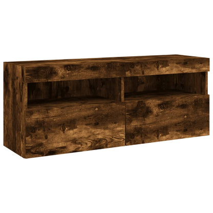 TV-Wandschrank mit LED-Leuchten Räuchereiche 100x30x40 cm