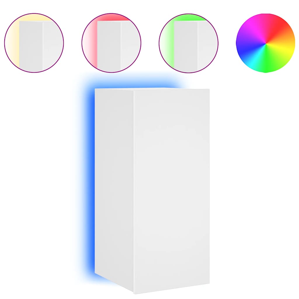 TV-Wandschrank mit LED-Leuchten Weiß 30,5x35x70 cm