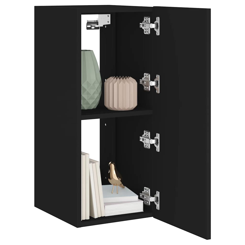 TV-Wandschrank mit LED-Leuchten Schwarz 30,5x35x70 cm