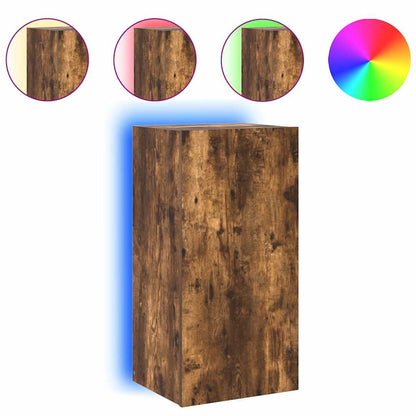 TV-Wandschrank mit LED-Leuchten Räuchereiche 40,5x35x80 cm