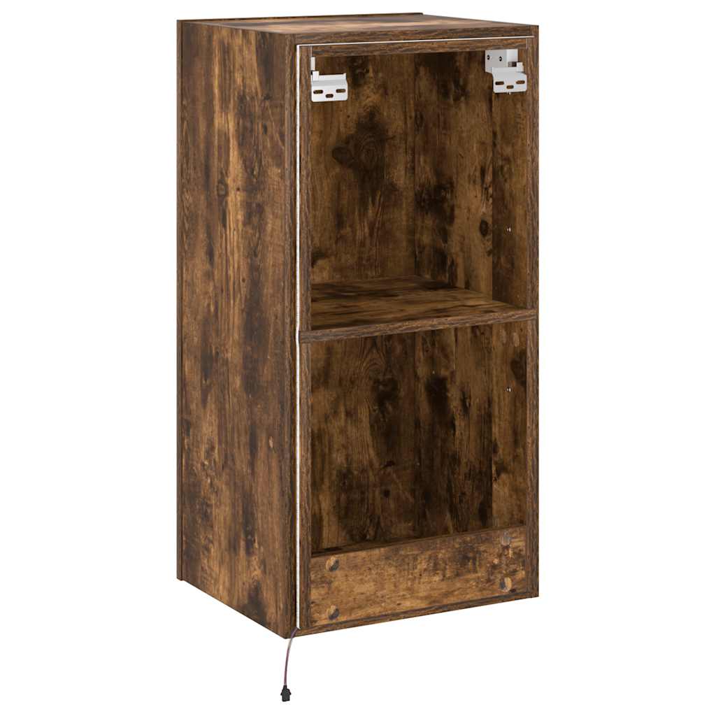 TV-Wandschrank mit LED-Leuchten Räuchereiche 40,5x35x80 cm