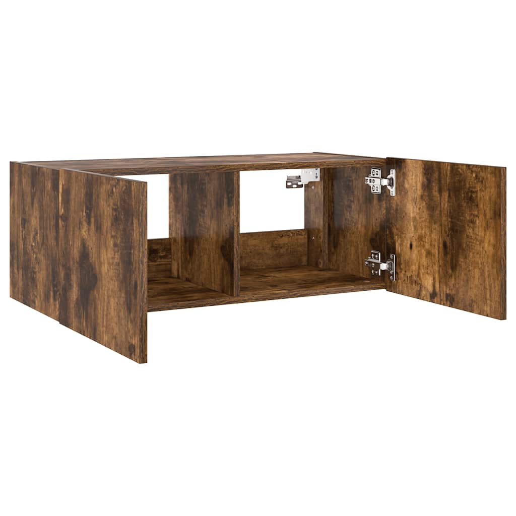 TV-Wandschrank mit LED-Leuchten Räuchereiche 80x35x31 cm