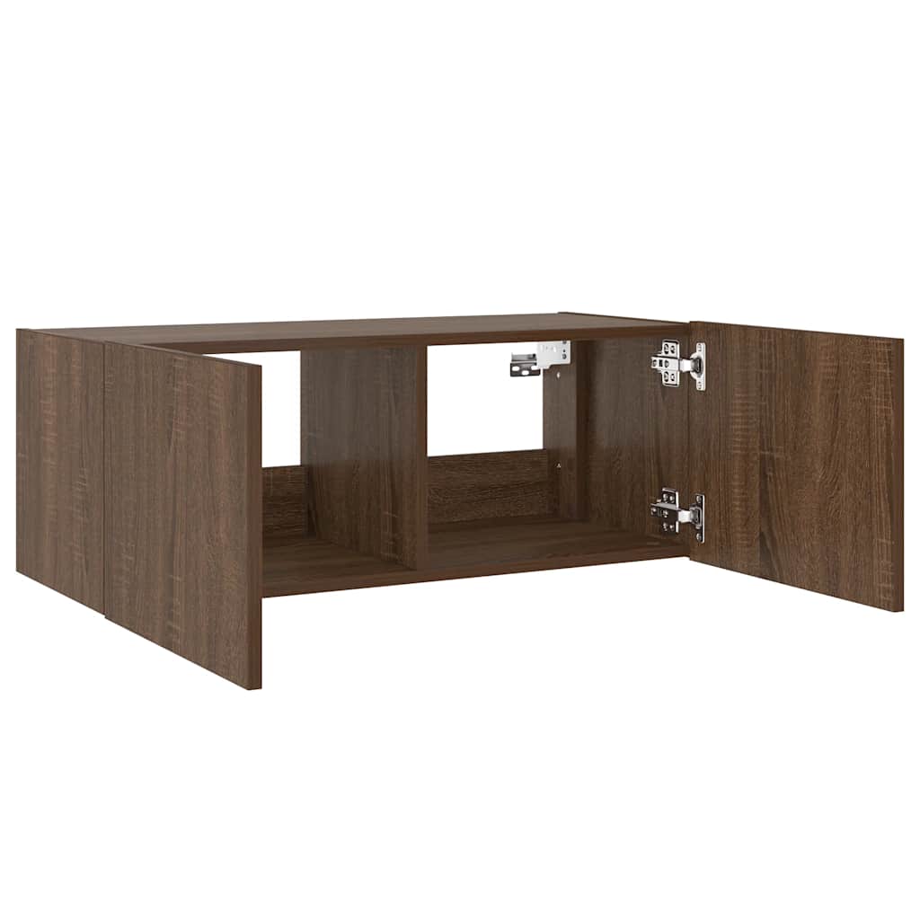 TV-Wandschrank mit LED-Leuchten Braun Eichen-Optik 80x35x31 cm